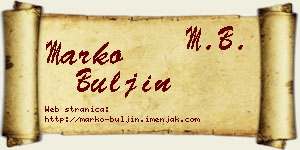 Marko Buljin vizit kartica